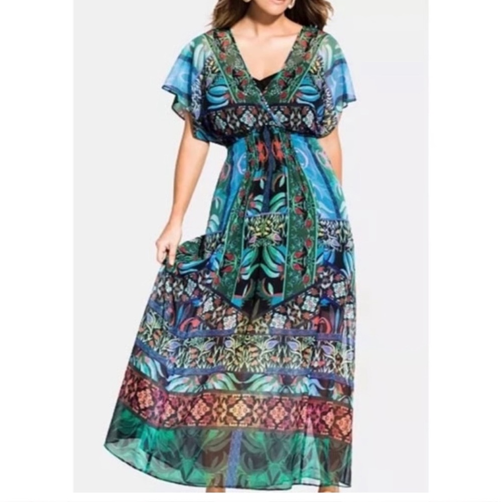 NEW City Chic  women plus size Elegant Multicolor Maxi Tangier Dress size L/20